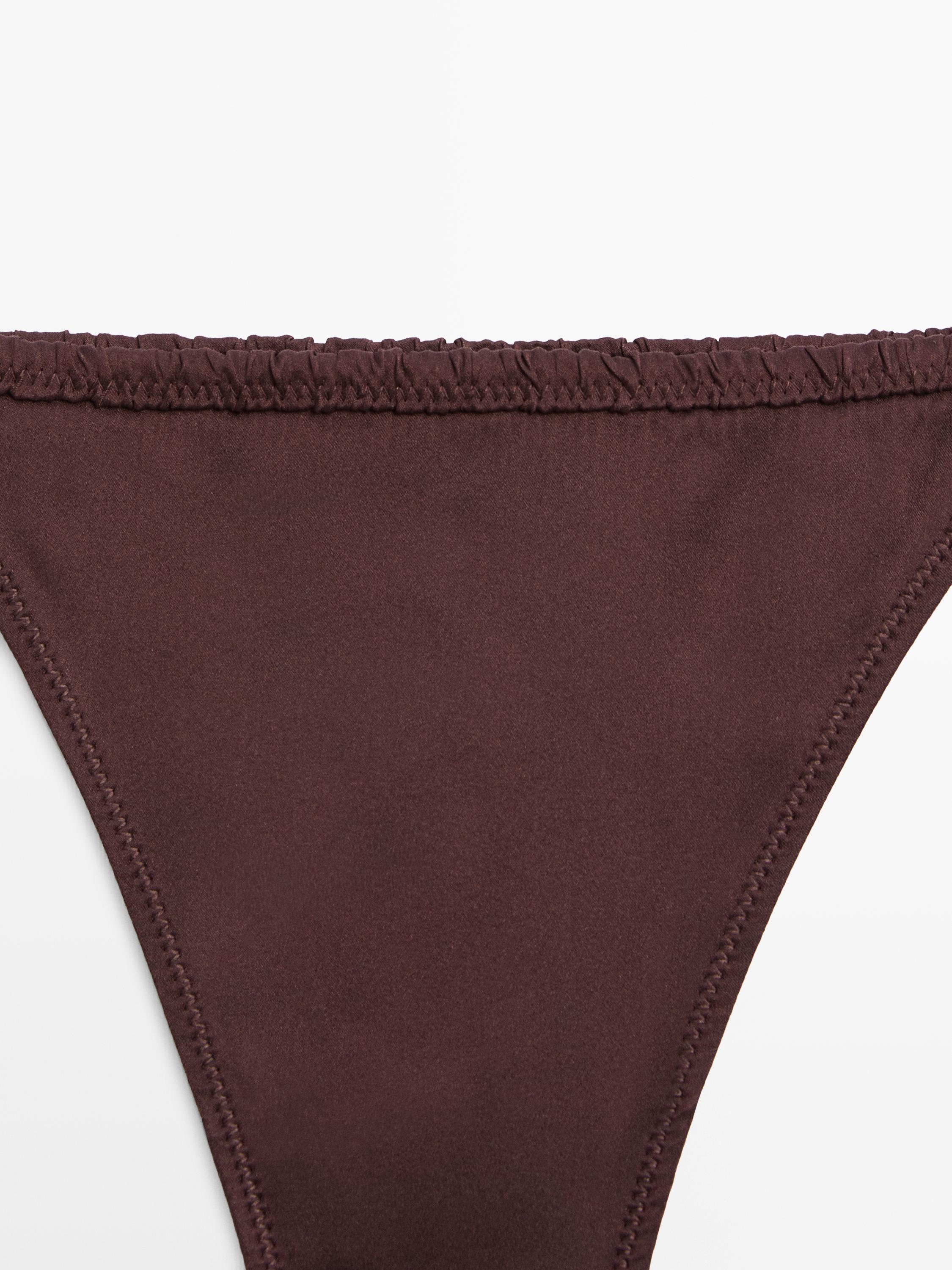 Silk thong with lace detail